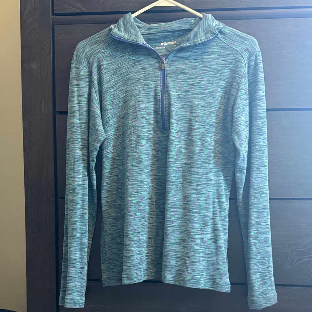 Columbia Women's Heathered Green Purple 3 Quarter Zip